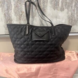 Marc by Marc Jacobs Black Quilted Leather Shoulder Tote and matching pouch